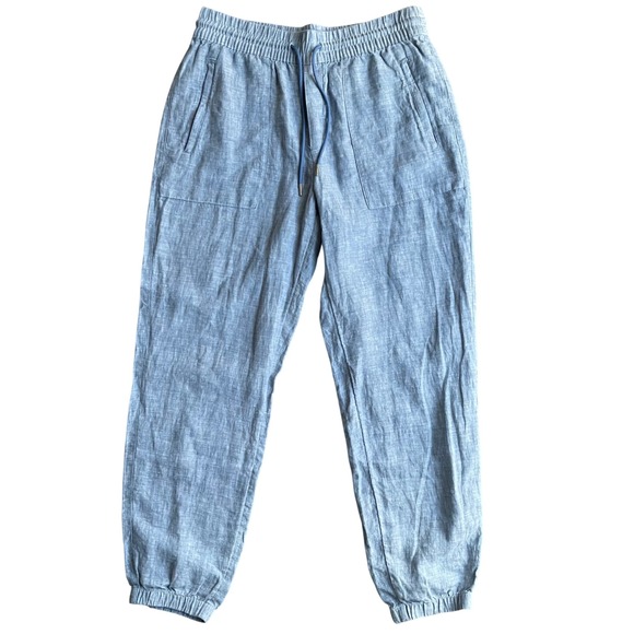 Athleta Pants - Athleta Cabo Linen Jogger Pants Womens 8 Blue Sustainable Coastal Travel Casual